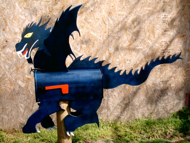 Blue dragon mailboxes