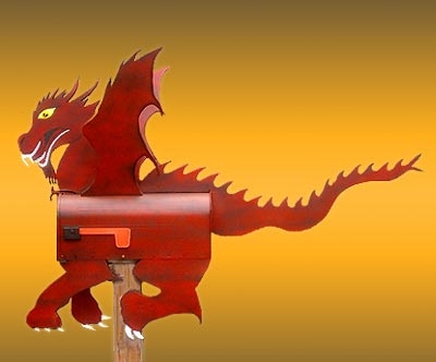 red fire breathing dragon mailbox