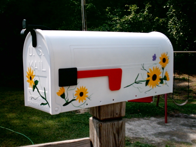 flower mailbox, painted mailbox